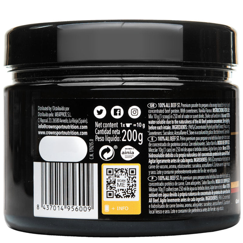100% All Beef (Sabor Vainilla) - Bote de 200 g (20 tomas) - imagen de producto 3