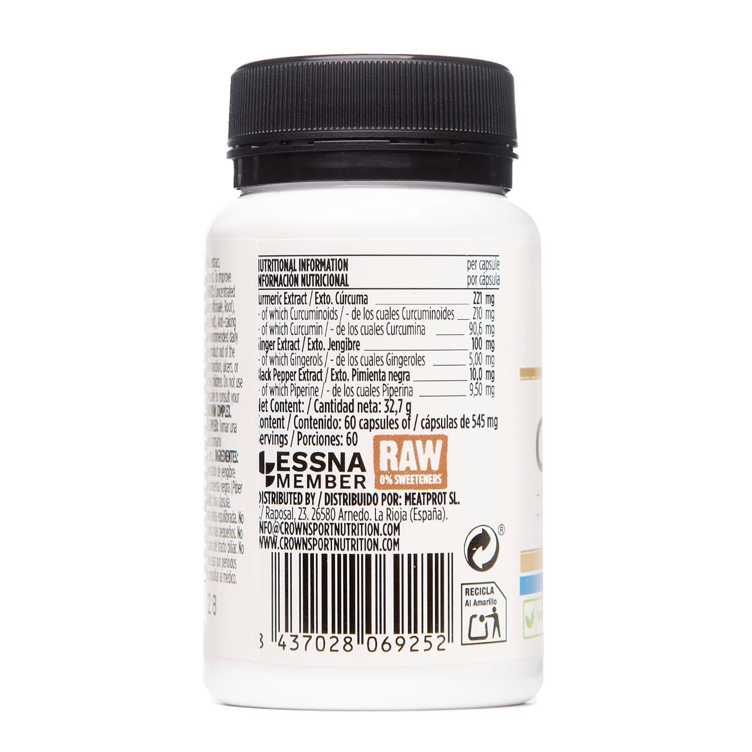 Curcumin COMPLEX etiqueta informacion nutricional