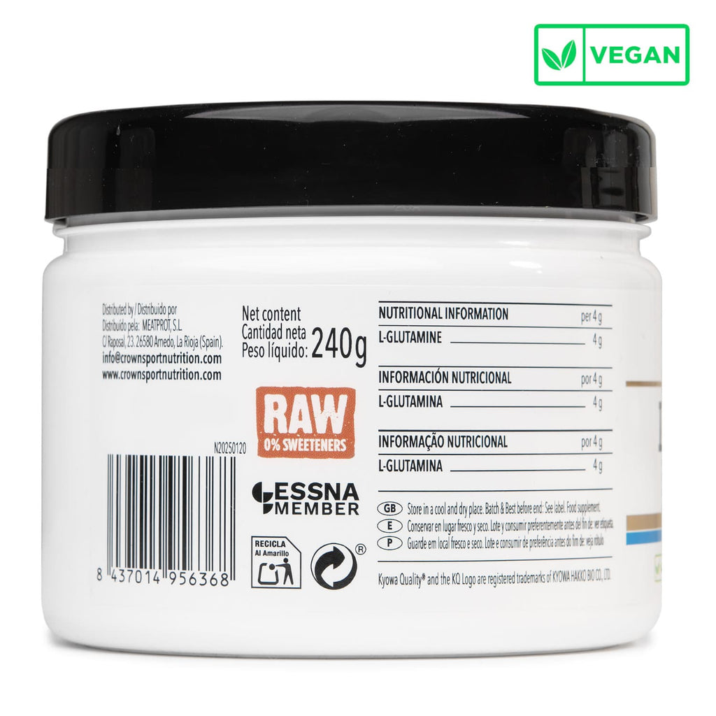 L-Glutamina Kyowa® Crown Sport Nutrition – información del envase