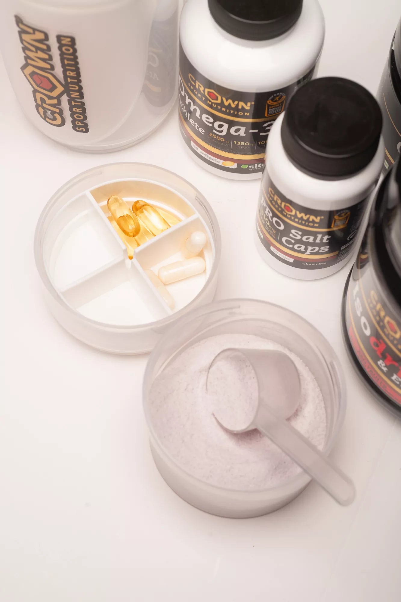 Modular Shaker 600 (600 ml · 3 compartimentos · pastillero de 4 espacios) - imagen de producto 3